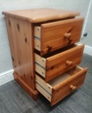 PINE THREE DRAWER BEDSIDE