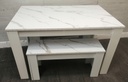 Lovely Marble Effect Dining Table &amp; Two Benches