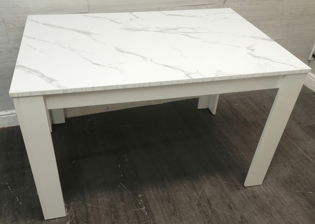Lovely Marble Effect Dining Table &amp; Two Benches