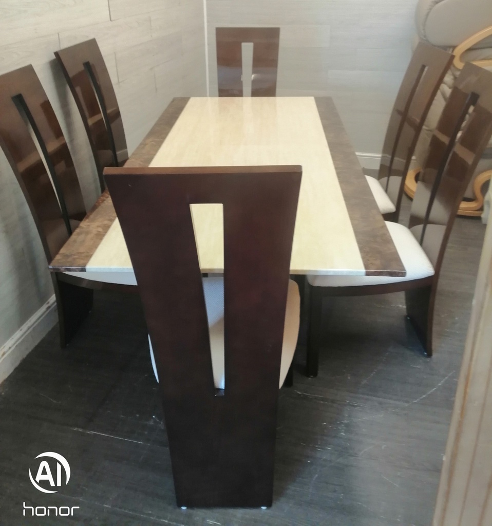 Stunning Solid Marble Table &amp; Six Chairs