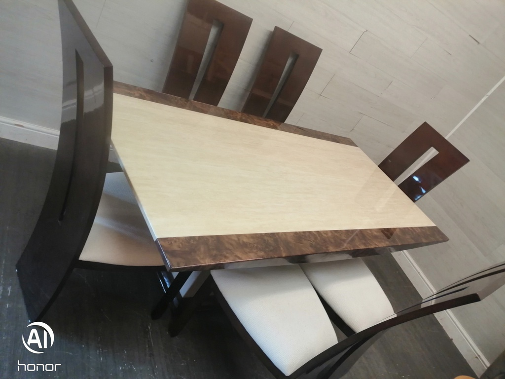 Stunning Solid Marble Table &amp; Six Chairs