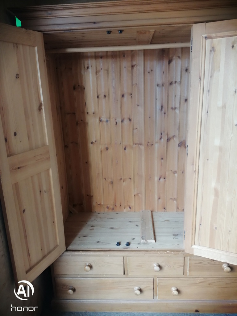 Large solid pine wardrobe with mirror and drawers