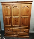 Quality triple size solid pine wardrobe with bank of drawers