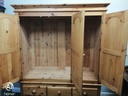 Quality triple size solid pine wardrobe with bank of drawers