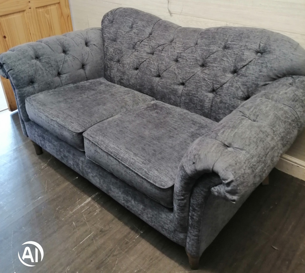 Grey Button Back Chesterfield Style Sofa