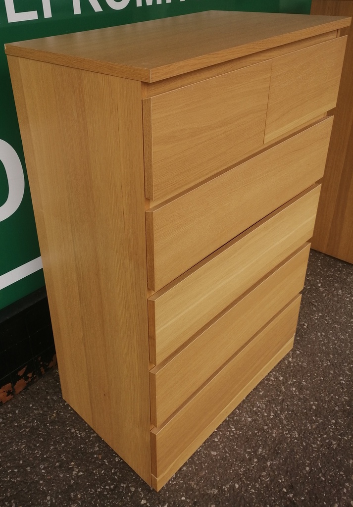 IKEA ‘MALM’ Light Oak Veneered Six Drawer Chest