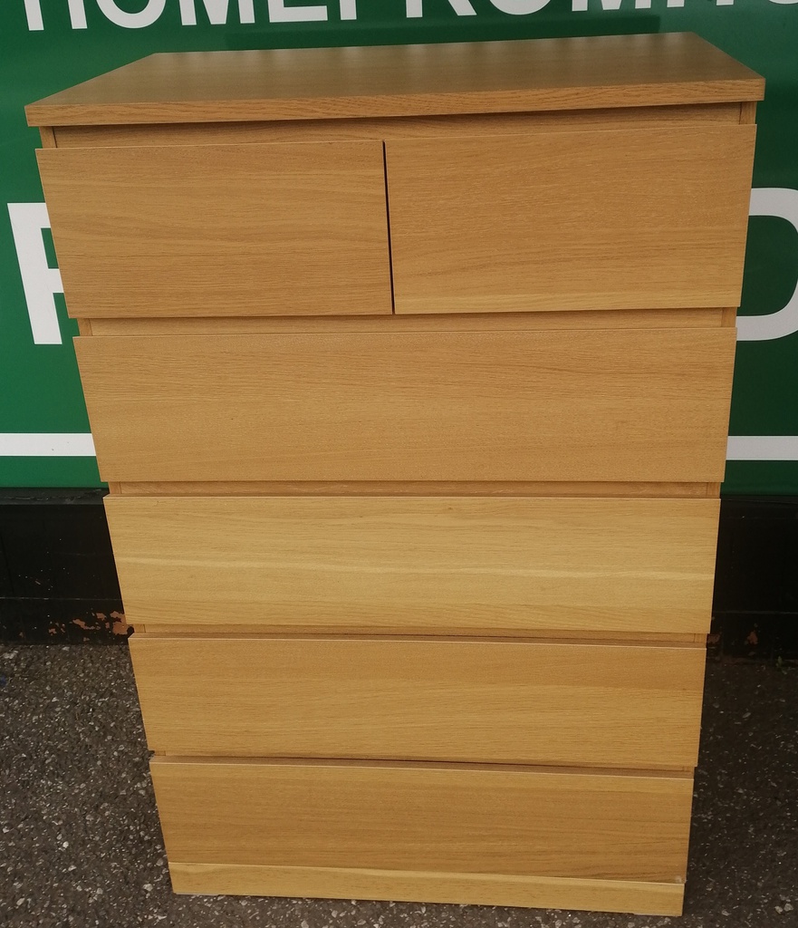 IKEA ‘MALM’ Light Oak Veneered Six Drawer Chest