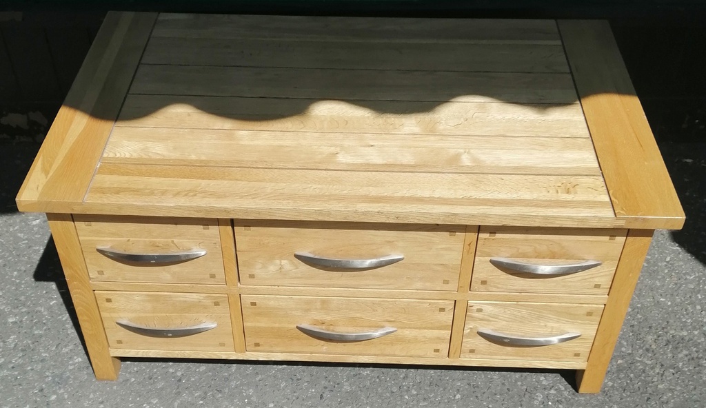 Oak Coffee Table With bank of Drawers