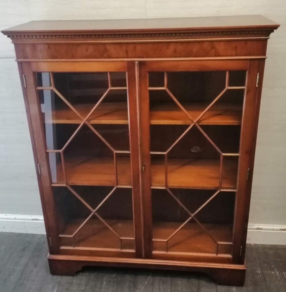 Lovely Repro Yew Glazed Display Unit / Bookcase