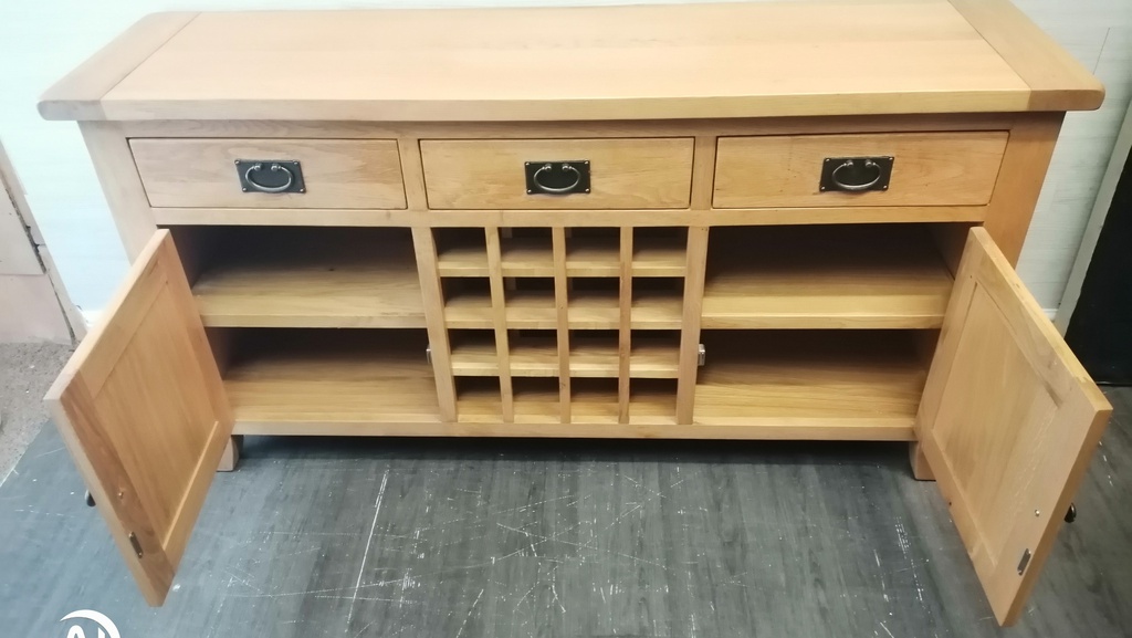 TRIPLE OAK SIDEBOARD WITH WINE RACK