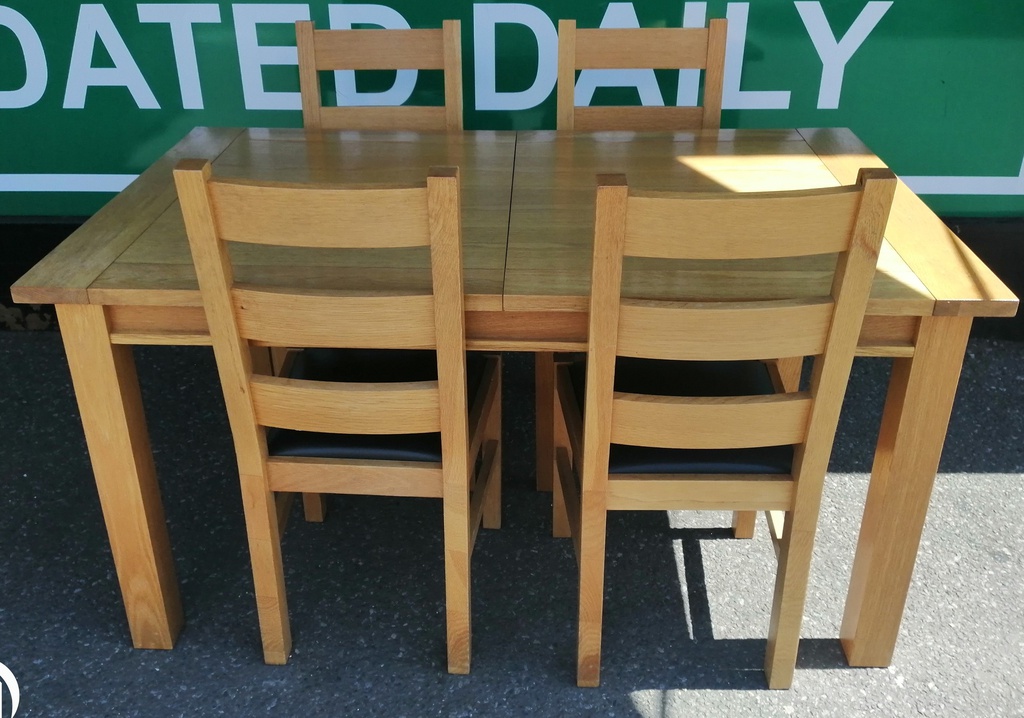 Quality set 4 x Oak Slat Back Dining Chairs