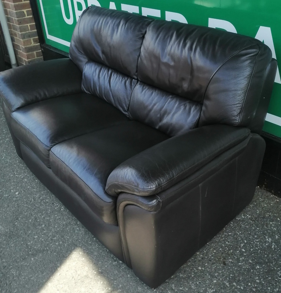 Quality Dark Brown  Leather Two Seater Sofa