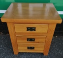 Oak Three Drawer Bedside Chest