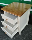 SHAKER STYLE OFF WHITE  BEDSIDE CHEST OF THREE DRAWERS
