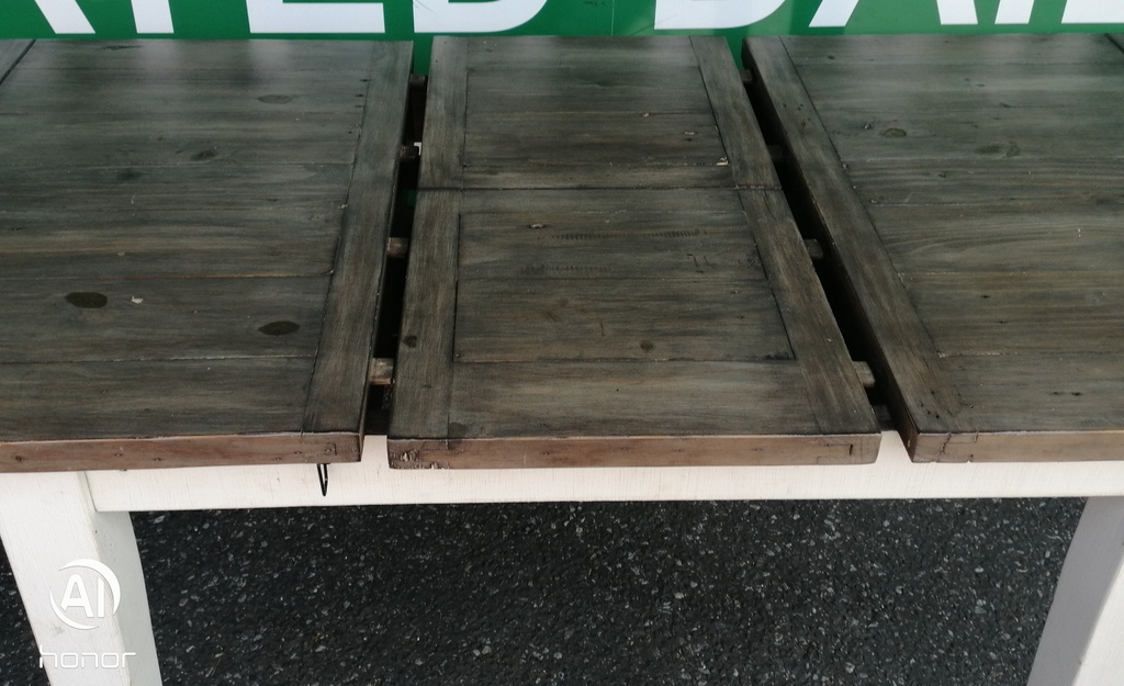 Rustic reclaimed wood extending dining table