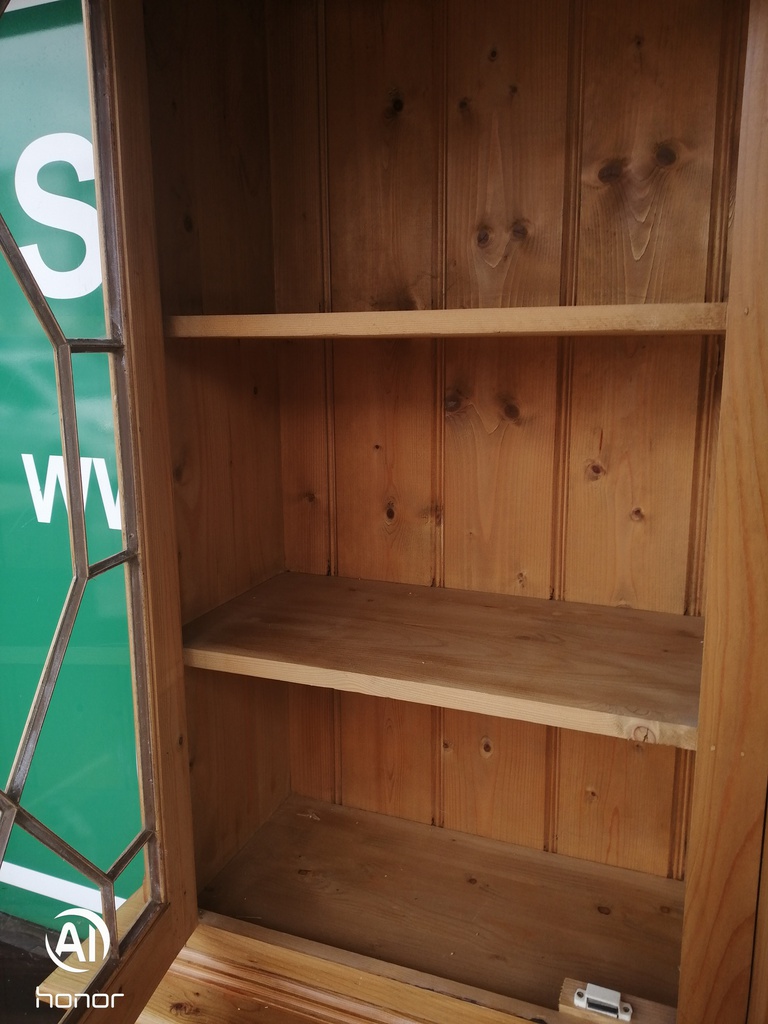 Quality large solid pine glazed display unit