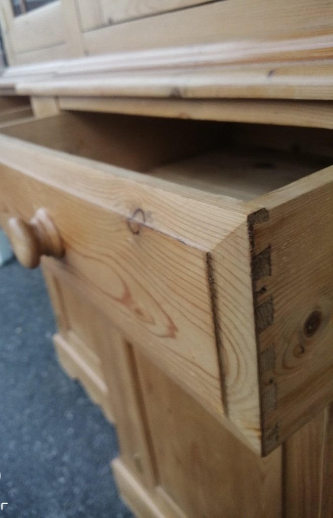 Quality large solid pine glazed display unit