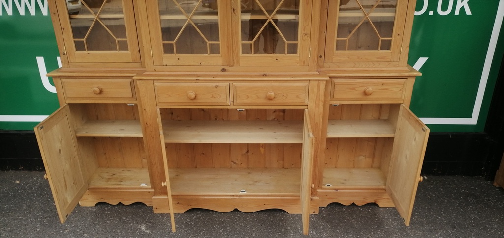 Quality large solid pine glazed display unit