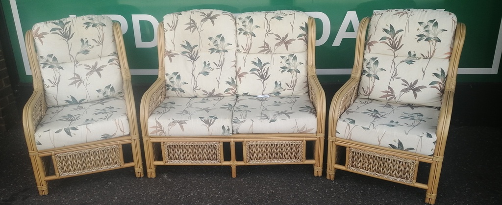 CANE THREE PEICE SUITE