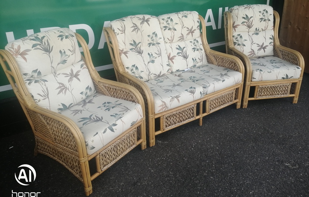CANE THREE PEICE SUITE