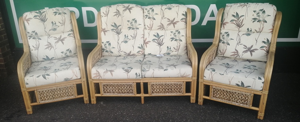 CANE THREE PEICE SUITE