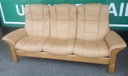 STRESSLESS TAN LEATHER THREE SEATER RECLINER SOFA