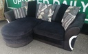 Large DFS Black  Toned Three Seater CHAISE-END SOFA