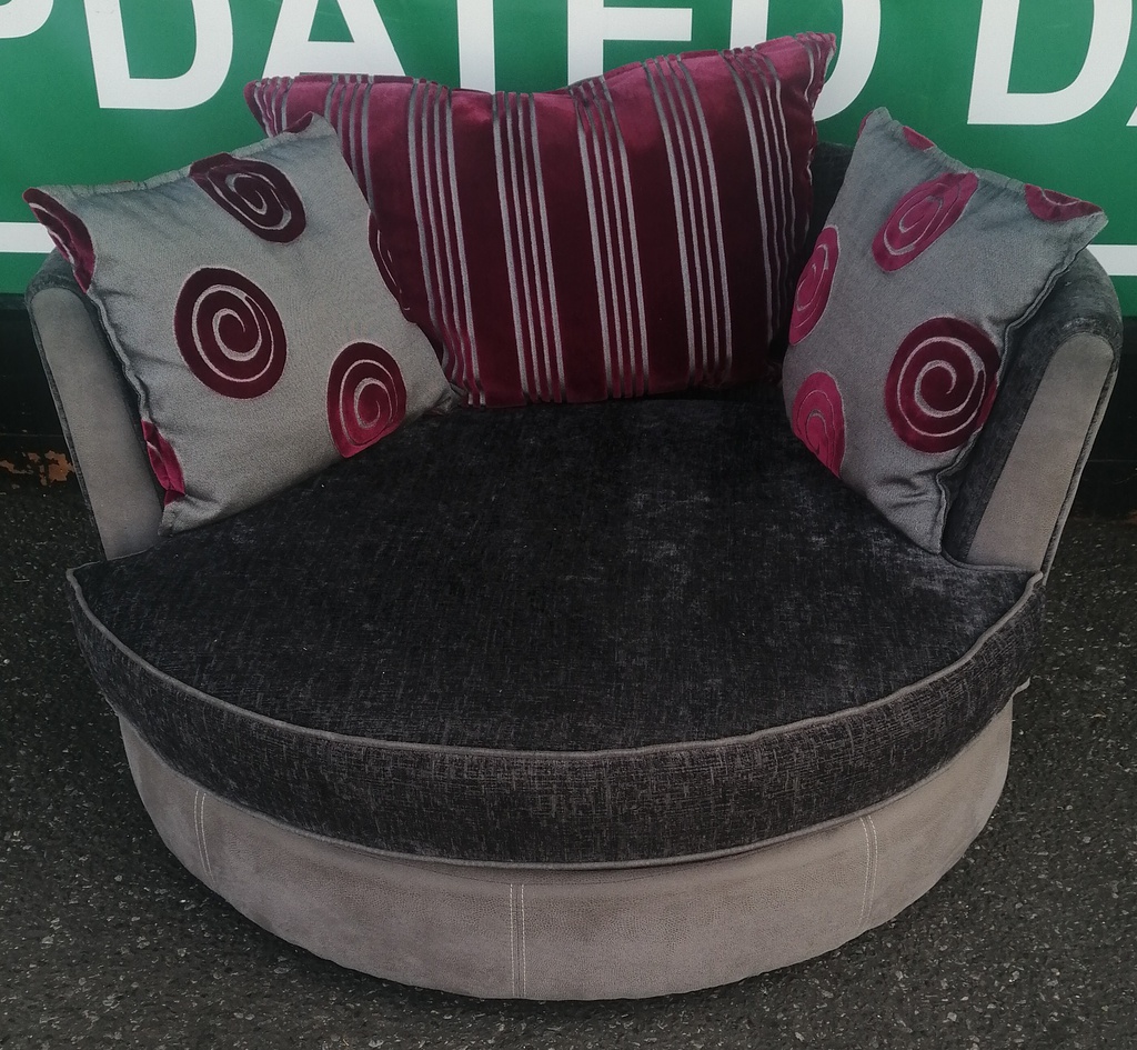 Grey Toned DFS Cuddle Swivel Chair