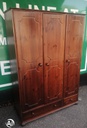 Triple size solid dark pine wardrobe with drawers
