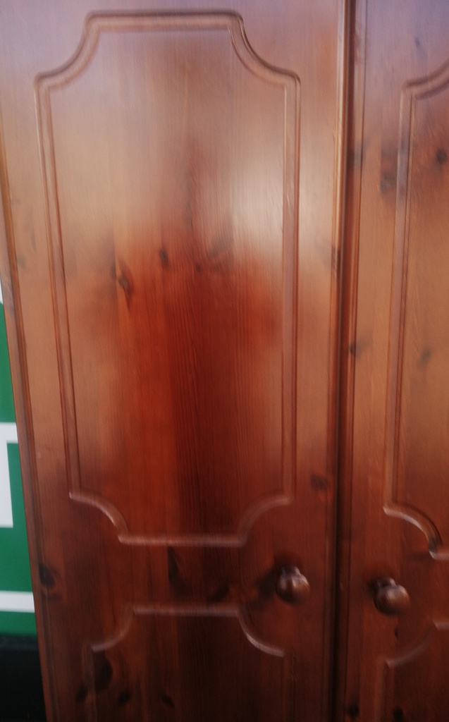 Triple size solid dark pine wardrobe with drawers