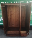 Triple size solid dark pine wardrobe with drawers