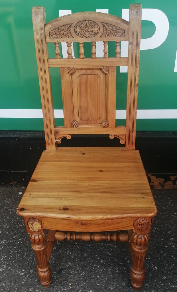 SET OF 6 RUSTIC PINE DINING CHAIRS