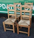 4 X RUSH SEATED LADDER BACK DINING CHAIRS
