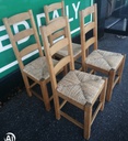 4 X RUSH SEATED LADDER BACK DINING CHAIRS