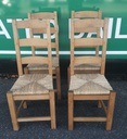 4 X RUSH SEATED LADDER BACK DINING CHAIRS