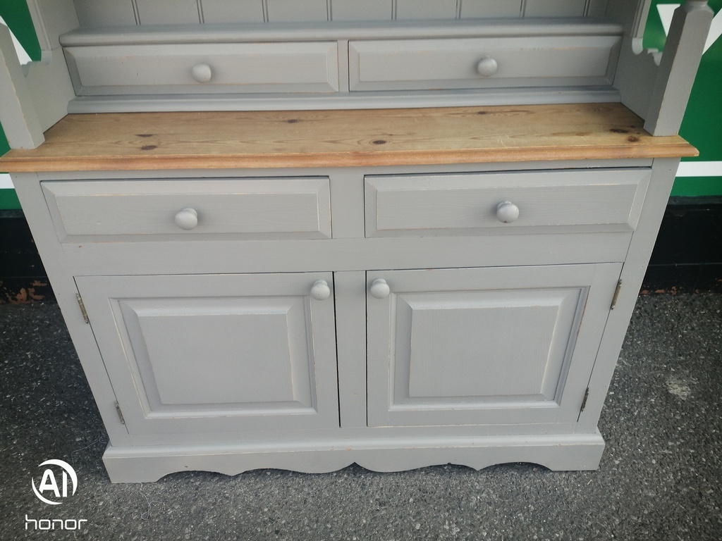 SOLID PINE SHABBY CHIC GREY PAINTED DRESSER UNIT