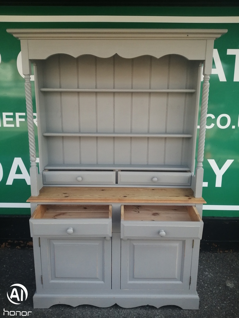 SOLID PINE SHABBY CHIC GREY PAINTED DRESSER UNIT