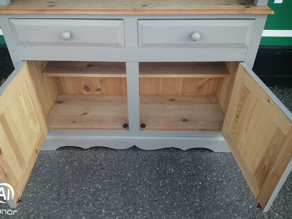 SOLID PINE SHABBY CHIC GREY PAINTED DRESSER UNIT