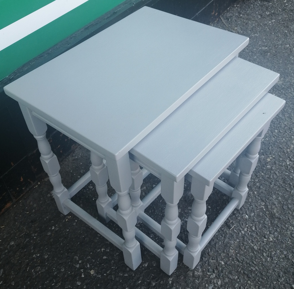 Nest of Three painted grey tables