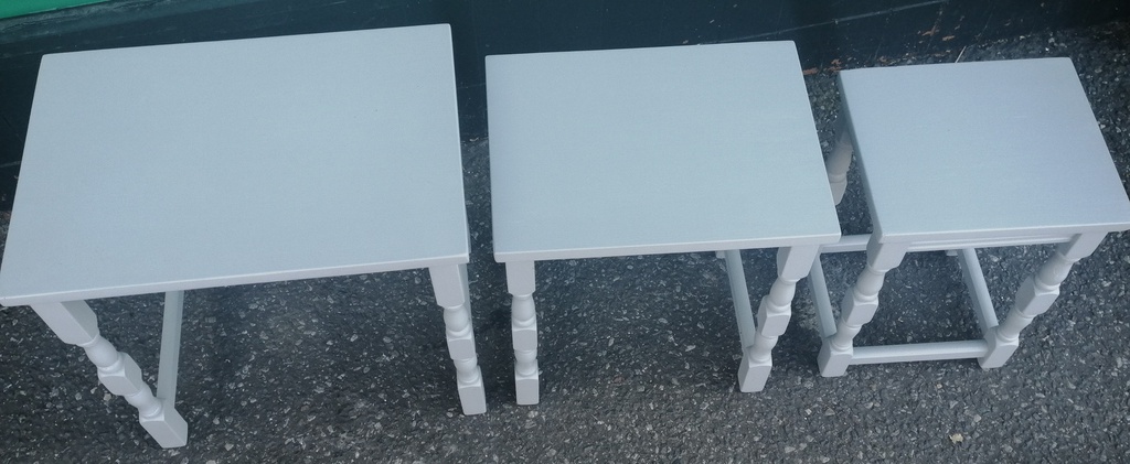 Nest of Three painted grey tables