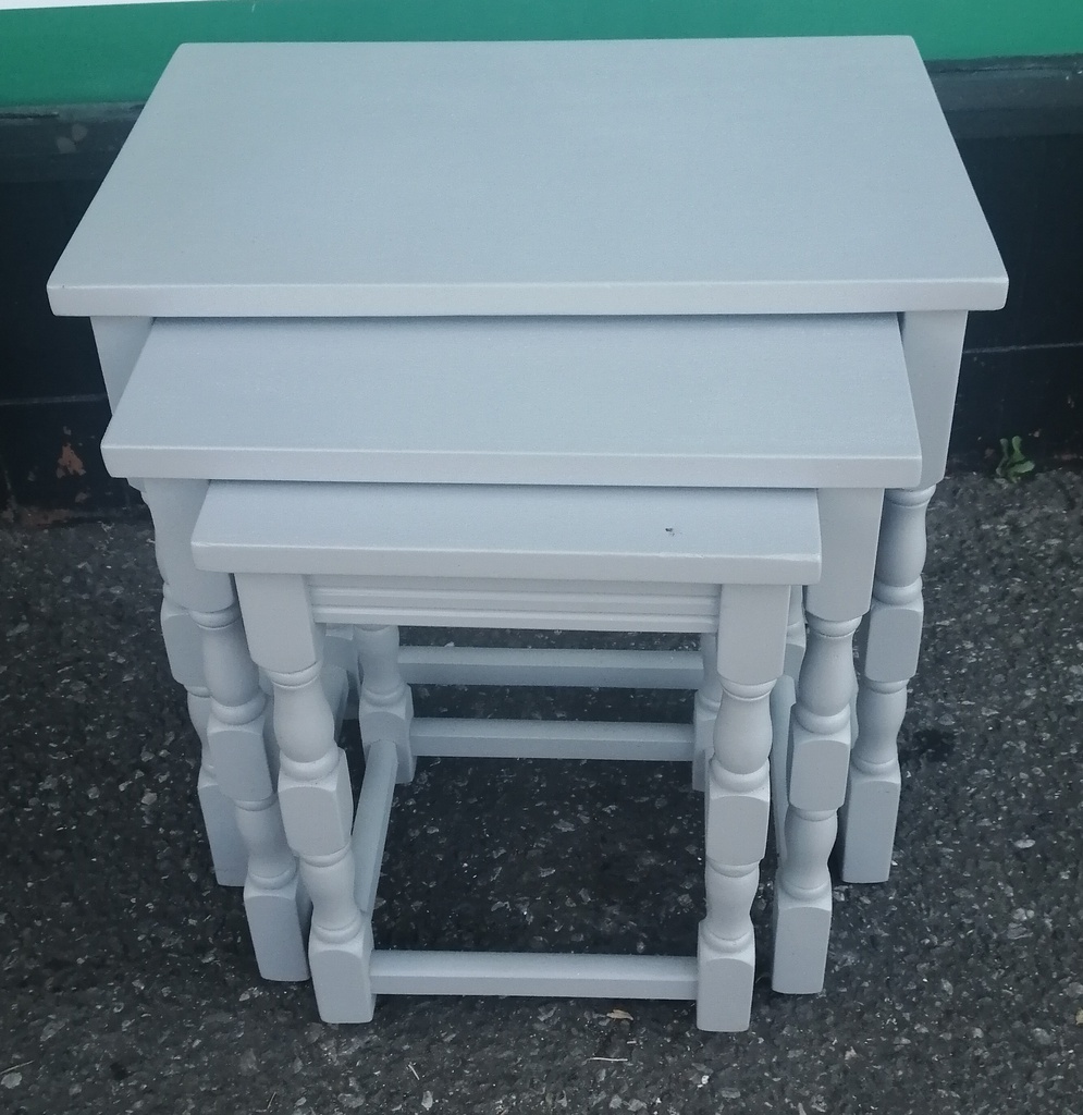 Nest of Three painted grey tables