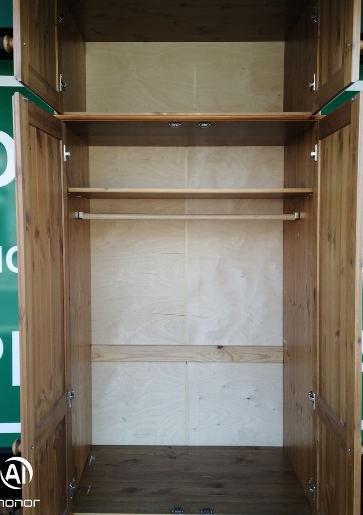 PINE TOP BOX DOUBLE WARDROBE WITH DRAWERS