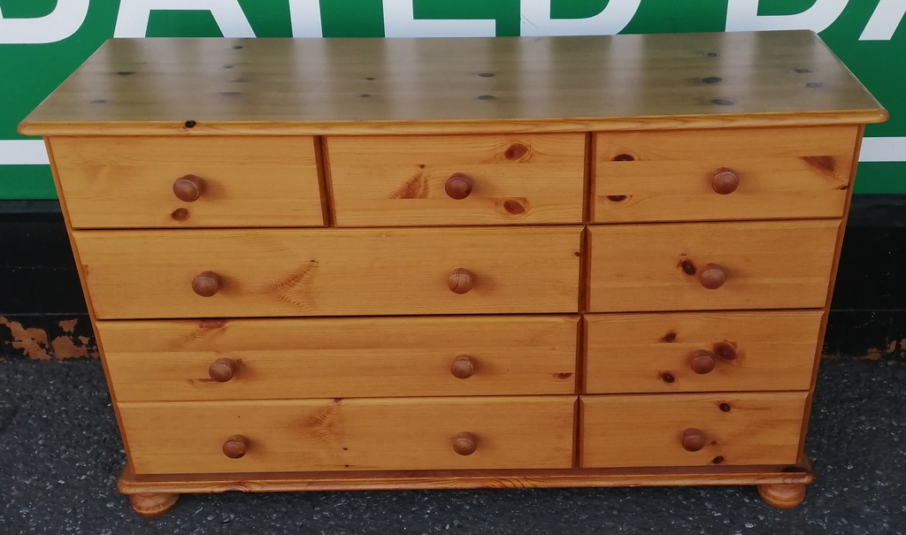 Pine 9 drawer merchant style chest