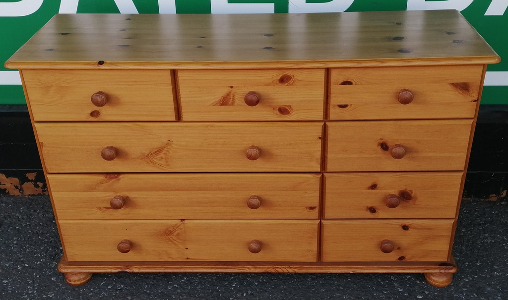 Pine 9 drawer merchant style chest