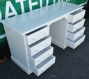 White Painted Solid Pine Eight Drawer Dressing Table / Desk