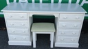 White Painted Solid Pine Eight Drawer Dressing Table / Desk