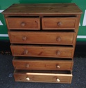 Solid pine six drawer chest