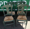 Four Rush Seated Dining Chairs