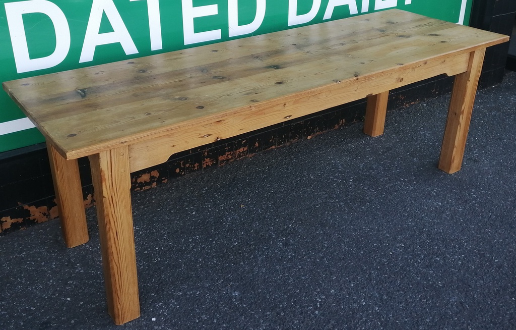 LOVELY LONG NARROW OLD PINE DINING TABLE