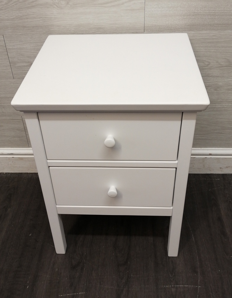 TWO DRAWER WHITE BEDSIDE